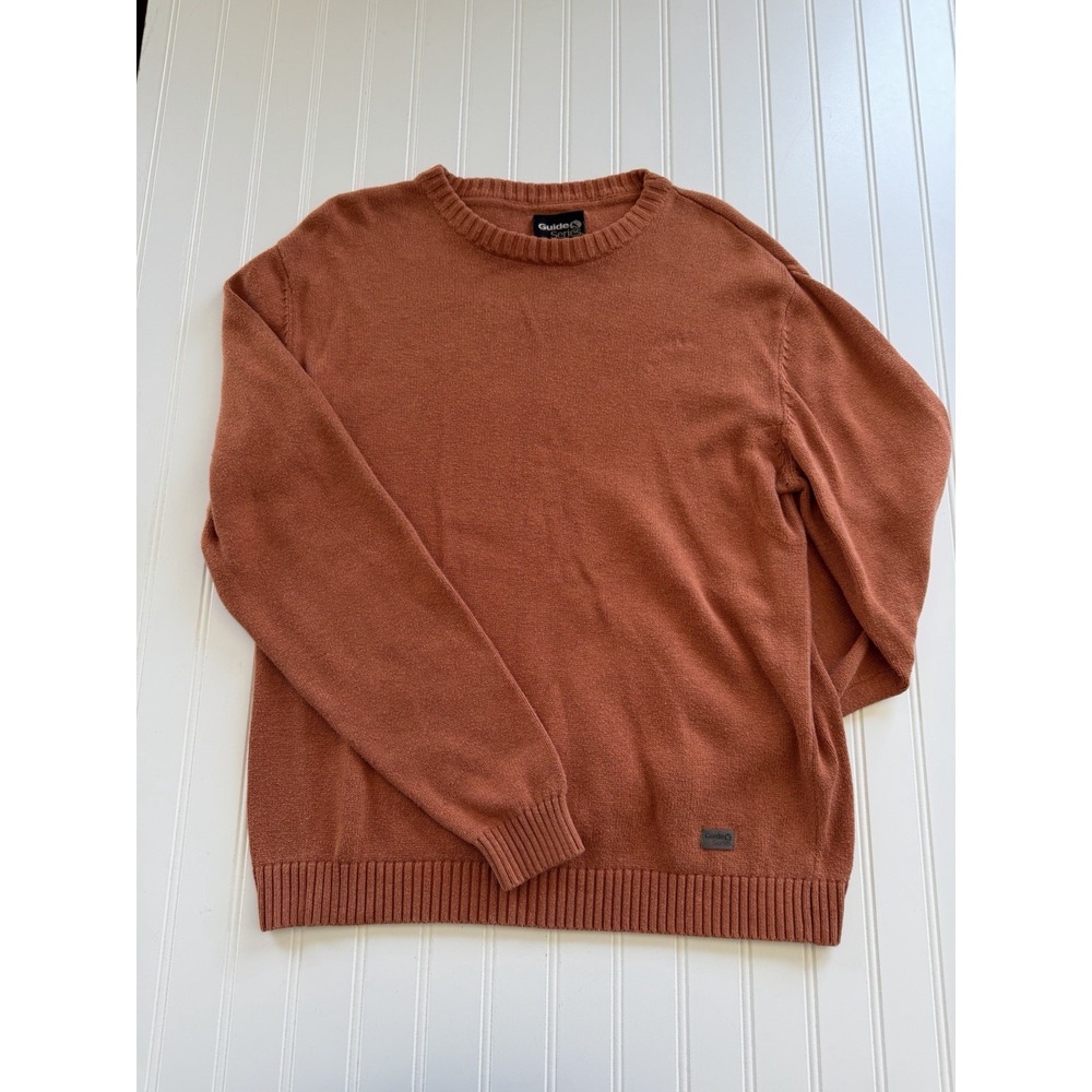 Guide Series‎ Men's Sweater Medium Rust Orange Crew Neck Outdoor Hiking Cotton